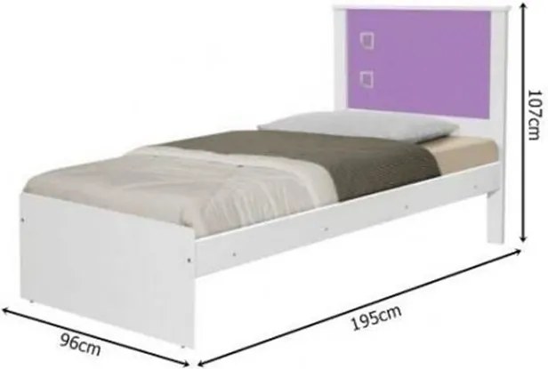 Cama  Barcelona Solteiro Branco Com Lilás - Tebarrot Móveis