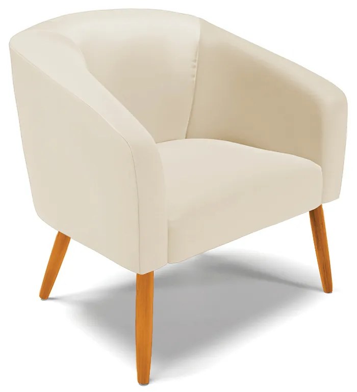 Poltrona Decorativa Pé Palito Castanho kit 2 Stella Sintético D03 - D'Rossi - Bege