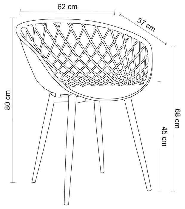 Cadeira Sala Jantar Braços Polipropileno kit2 Clarice Preto R02 - D'Rossi