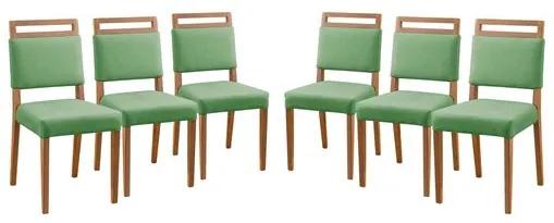 Kit 6 Cadeiras de Jantar Estofada Verde em Veludo Marken