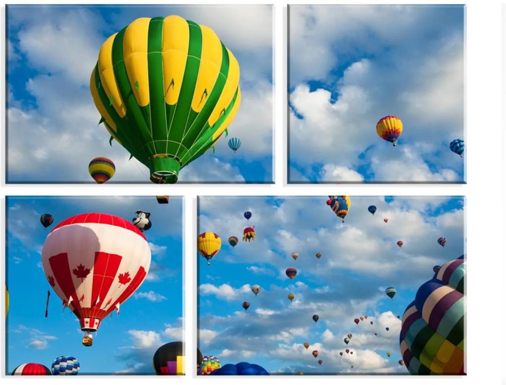 Conjunto de 4 Telas Wevans Decorativas em Canvas 83x103 Ballon Ride Multicolorido
