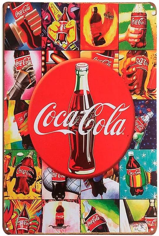 Placa Decorativa de Metal Coca Cola Colors 30 x 20 cm