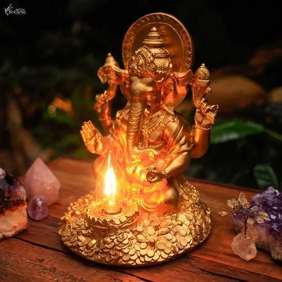 Luminária Ganesh em Marmorite Dourada