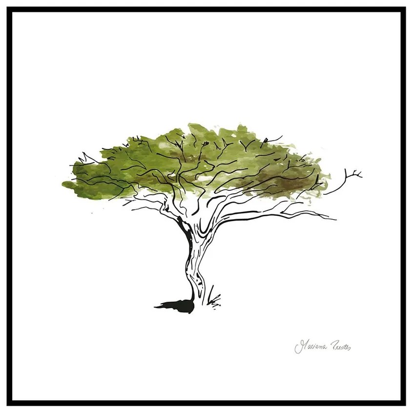Quadro Decorativo Figurativo Arvore da Vida Algarrobo Verde e Branco 35x35 - CZ 44059