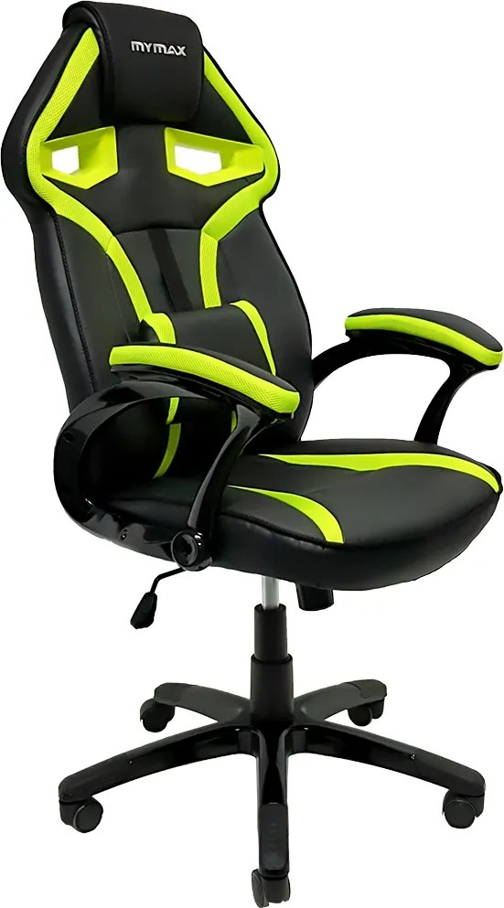 Cadeira Gamer MX1 Giratoria 9041 Preto e Verde - Mymax