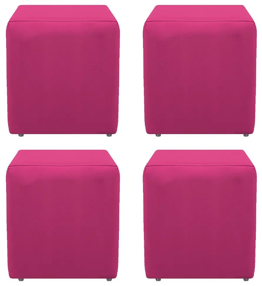 Kit 04 Puffs Decorativos Dado Suede Pink - ADJ Decor