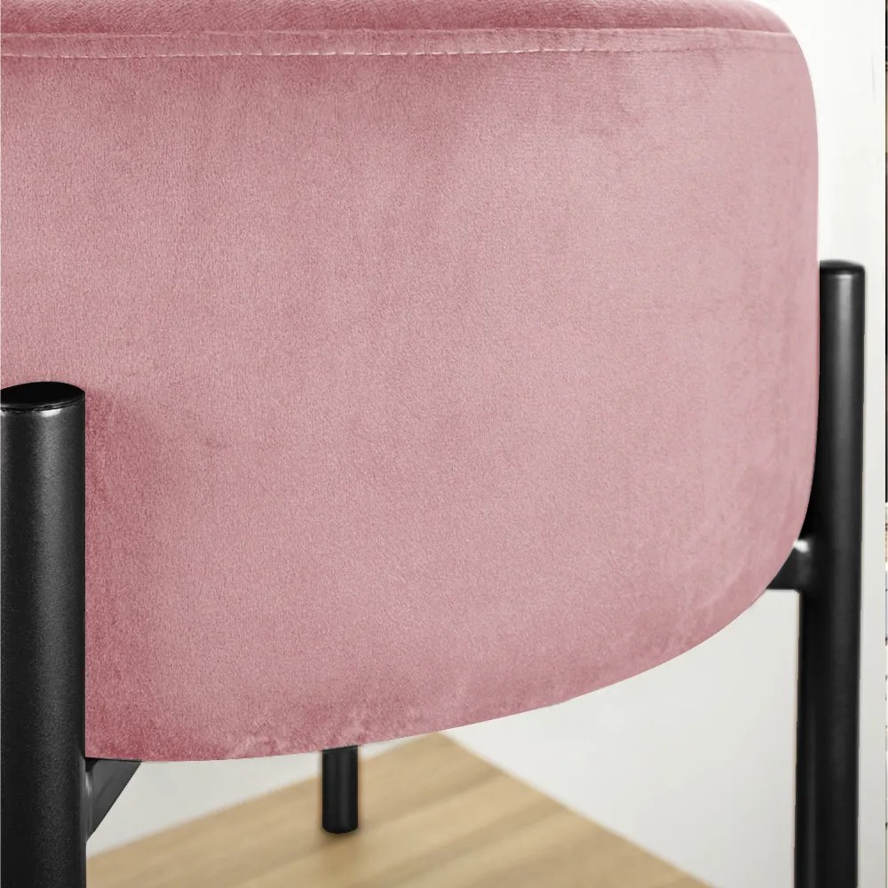 Puff Banqueta Decorativo Industrial Preto Iron Suede D03 - D'Rossi - Rose