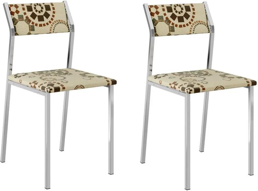 Cadeiras para Cozinha Kit 2 Cadeiras 1709 Étnico/Cromado - Carraro Móveis
