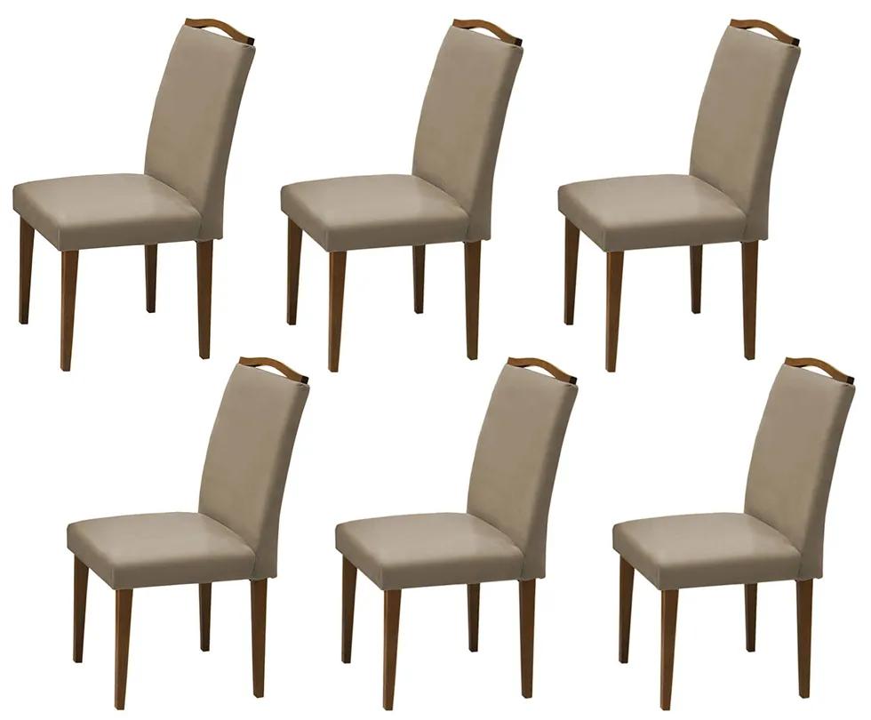 Conjunto 6 Cadeiras Decorativa Lorena Aveludado Cappuccino