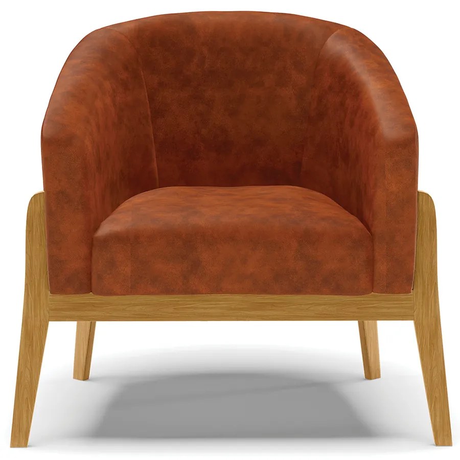 Poltrona Decorativa Base de Madeira kit 2 Stella Sintético PU D03 - D'Rossi - Nozes