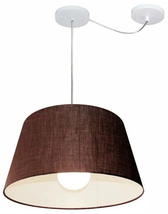 Lustre Pendente Cone Com Desvio de Centro Vivare Md-4273 Cúpula em Tecido 30x40cm - Bivolt