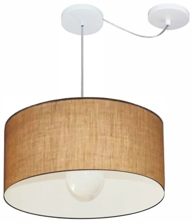 Lustre Pendente Cilíndrico Com Desvio de Centro Vivare Md-4230 Cúpula em Tecido 50x25cm - Bivolt