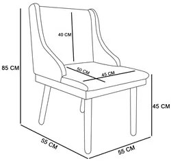 Kit 2 Cadeiras Estofadas para Sala de Jantar Pés Palito Lia Linho Graf