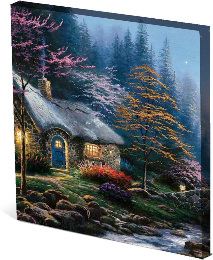 Tela Canvas 30X30 cm Nerderia e Lojaria casa floresta colorido