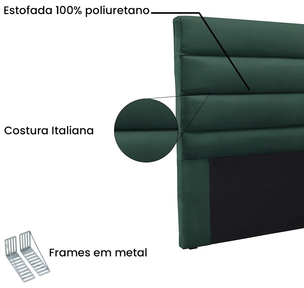 Cabeceira Cama Box King 195 cm Arles Veludo S04 - D'Rossi - Verde