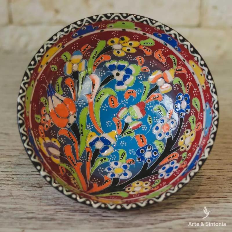 Tigela Floral em Cerâmica Turca