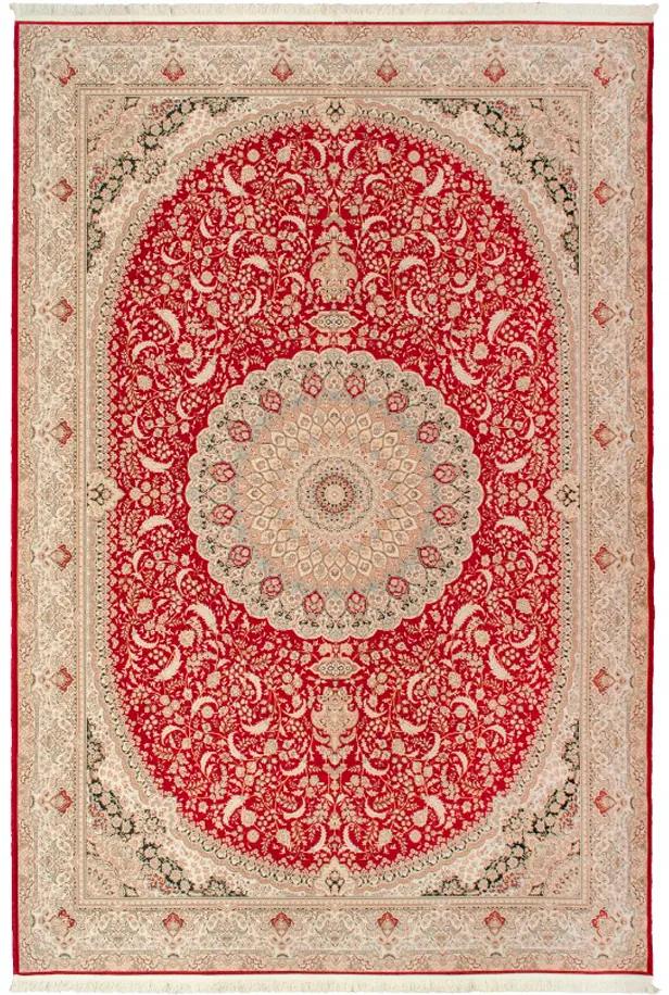 Tapete Iraniano Beluchi Vermelho com Detalhes Dourado - 200x150cm