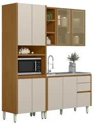 Cozinha Modulada 3 Peças Balcão Para Pia CP3 Pietá L06 Nature/Off Whit