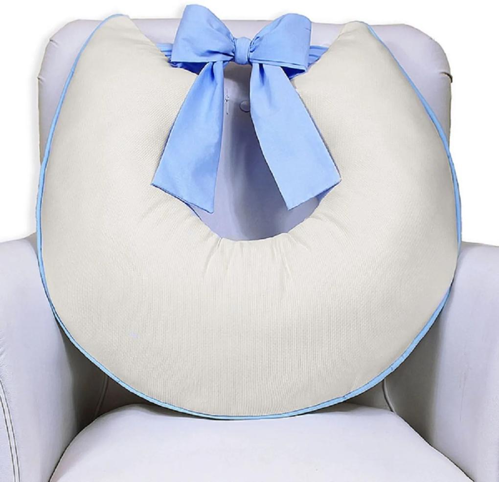 Almofada AmamentaçÁo Piquet Laço -  Palha Com Azul