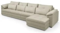 Sofá Retrátil 4 Lugares Para Sala 339cm Dijon Couro Creme S07 - Mpozen