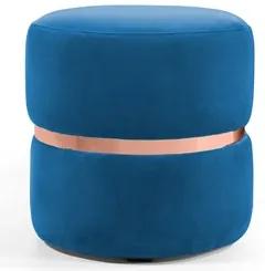 Puff Decorativo Com Cinto Rosê Round B-170 Veludo Azul - Domi