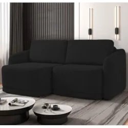 Sofá Cama Casal para Sala 196cm Polska Z08 Veludo Preto - Mpozenato