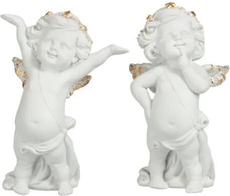 Escultura Udecor Anjo de Pé Branco - Jogo com 2 peças