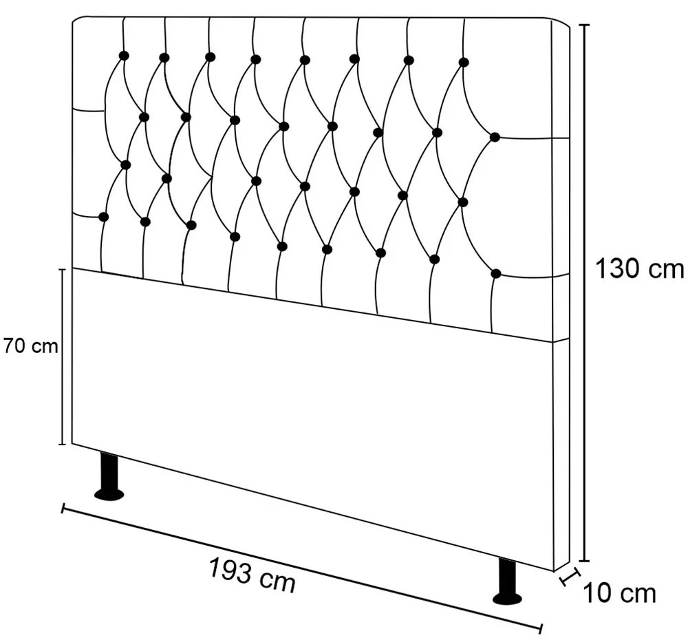 Cabeceira Diamante Para Cama Box King 195 cm Linho - D'Rossi - Cinza