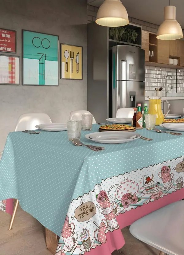 Toalha de Mesa Quadrada Tea Time 140x140 Cm