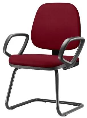 Cadeira Job Com Bracos Fixos Assento Crepe Vinho Base Fixa Preta - 54549 Sun House