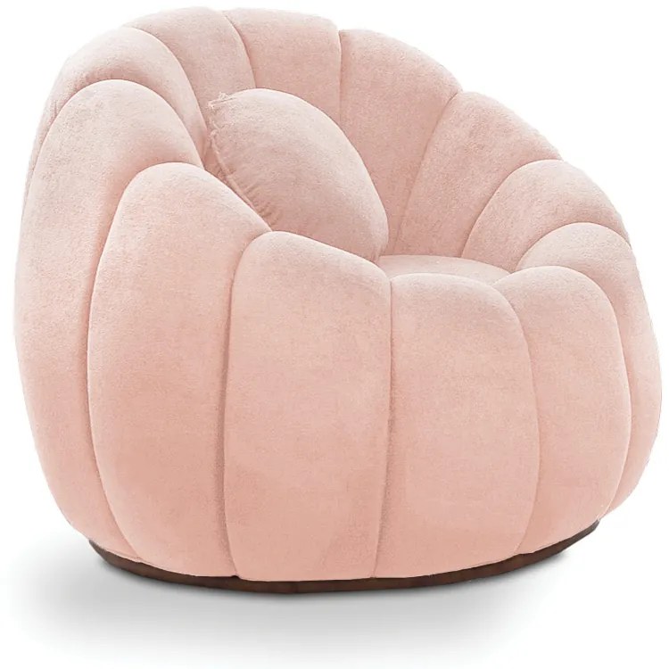 Poltrona Decorativa Orgânica Giratória Cloud Bouclê Rosê E03 - D'Rossi
