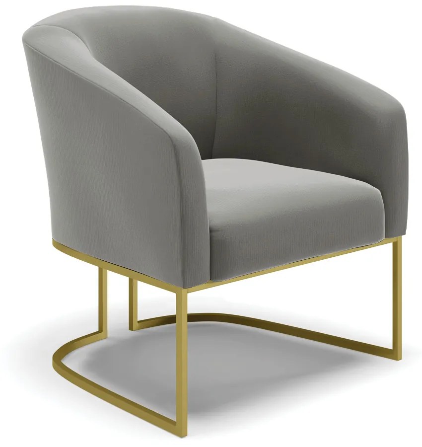 Cadeira Sala de Jantar Base Industrial Dourado Stella Suede D03 - D'Rossi - Grafite