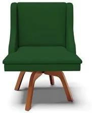 Kit 6 Cadeiras Estofadas Base Giratória de Madeira Lia Veludo Verde Lu