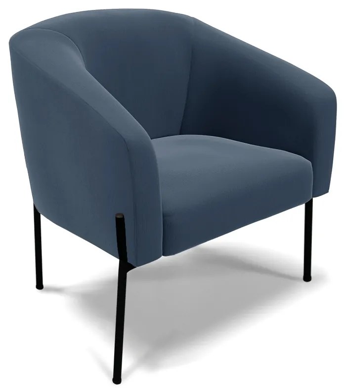 Poltrona Decorativa Pé de Ferro Preto Stella Suede Azul Marinho D03 - D'Rossi