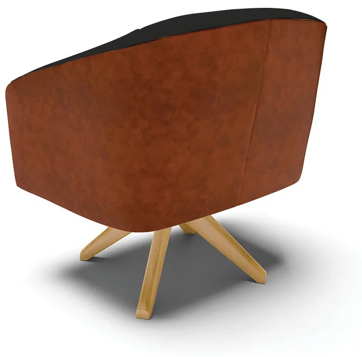 Poltrona Decorativa Giratória MA30 Stella Nozes/Linho D03 - D'Rossi - Preto A79