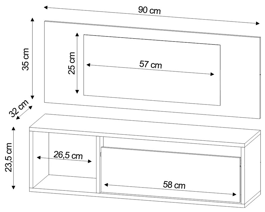 Penteadeira Camarin Suspenso Espelho 1G Nicho Quarto Mayumi 90cm Branco M12 - D'Rossi