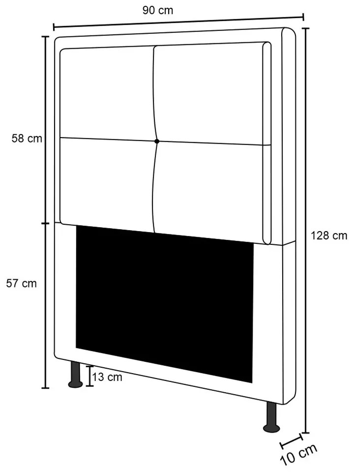 Cabeceira Ametista Para Cama Box Solteiro 90 cm Suede Grafite - D'Rossi