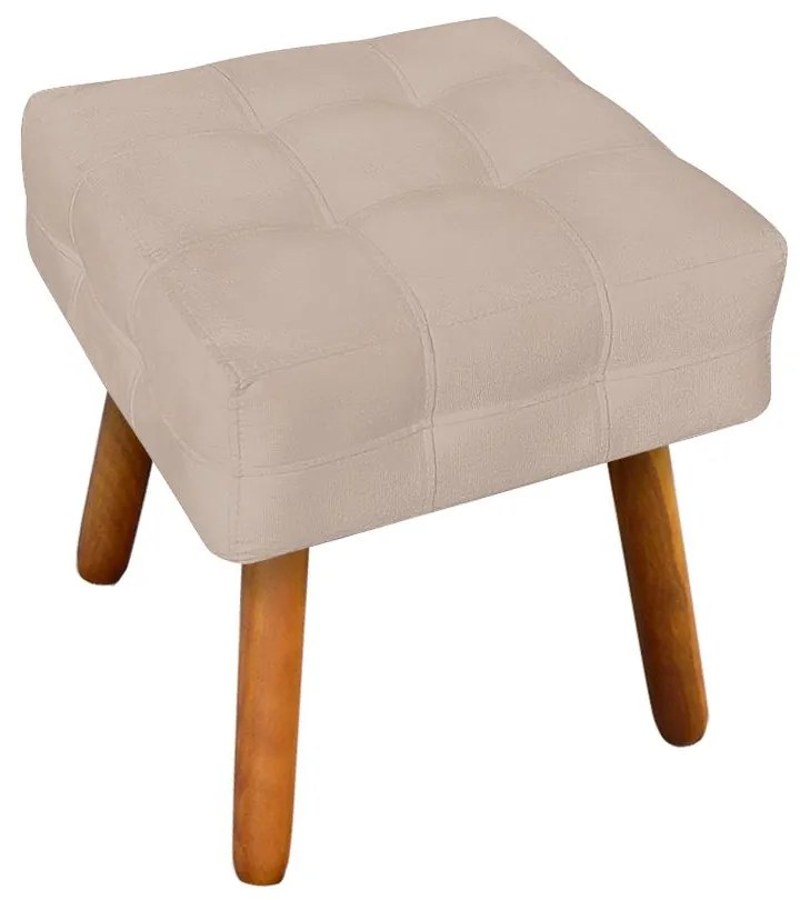 Puff Banqueta Decorativo Pé Palito de Madeira Elisa Suede Bege D03 - D'Rossi