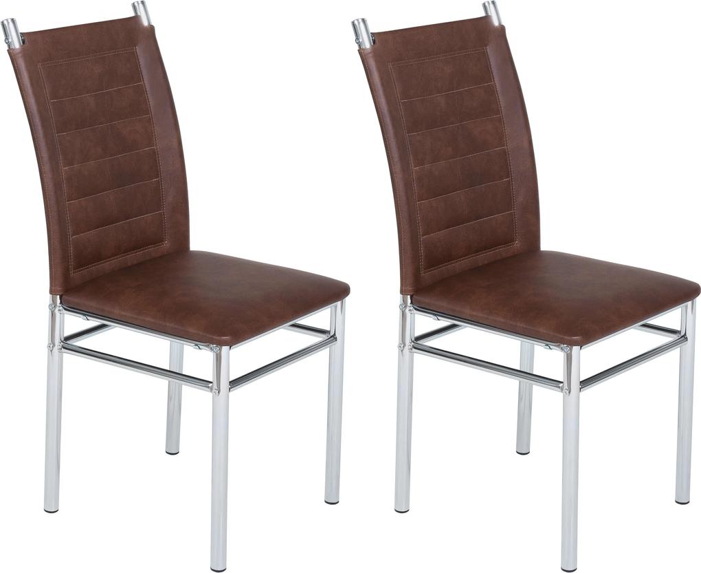 Conjunto 2 Cadeiras Tokio Cromadas Marrom