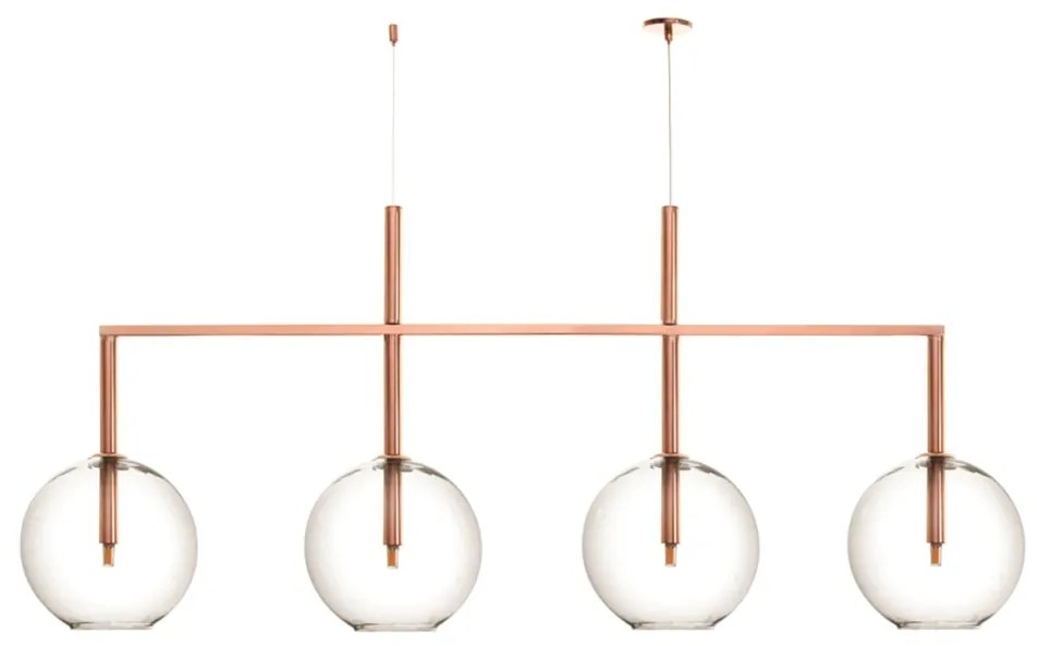 Pendente Solênio Retangular Barra E Tubo 145X25X61Cm Globo Aberto Ø25C... (COBRE FOSCO, AMBAR)