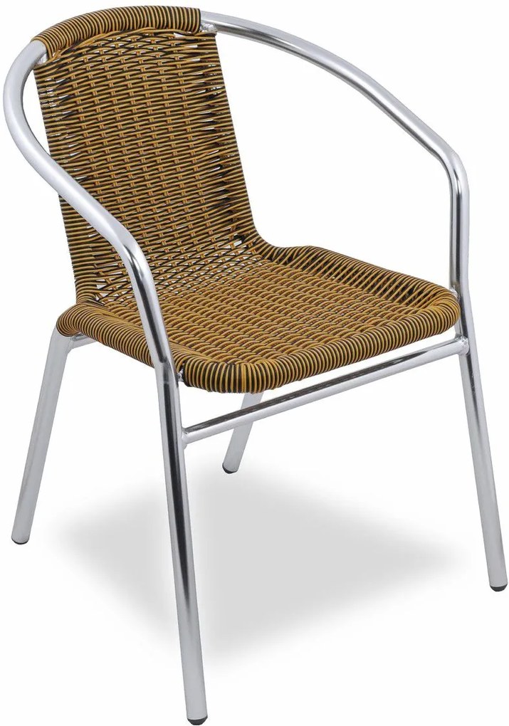 Cadeira de Alumínio Ibizza - Acento em Fibra Sintética - Cor Preta com Amarelo