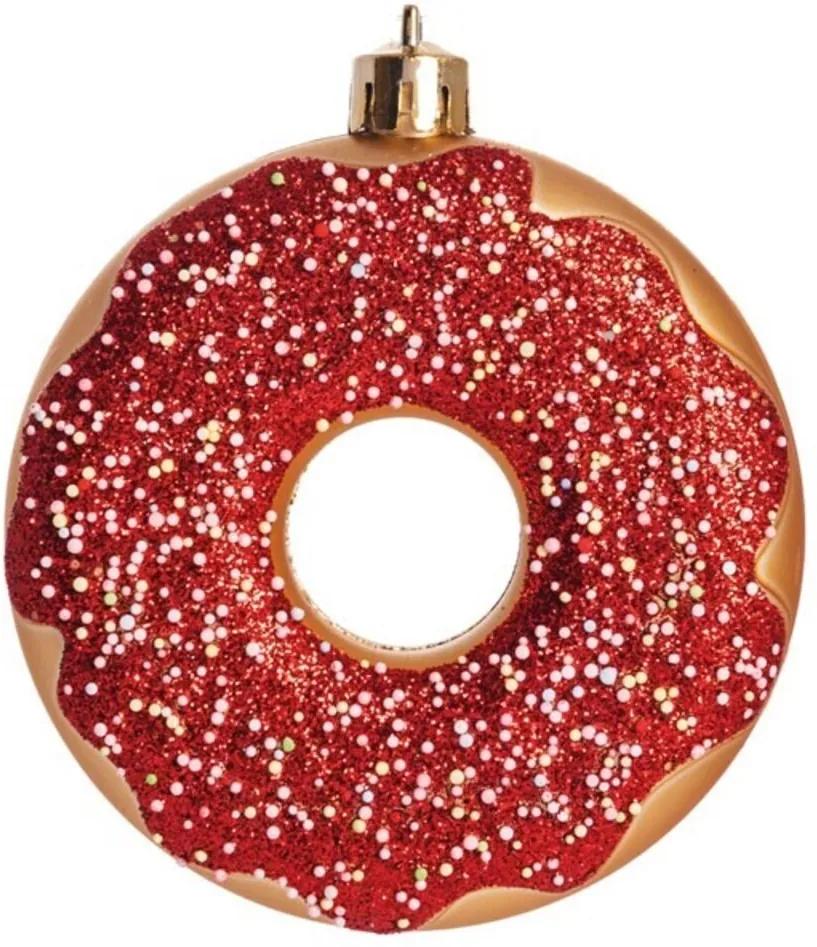 Donut Decoração Natal P/Pendurar Árvore 3Pçs 7Cm Vermelho
