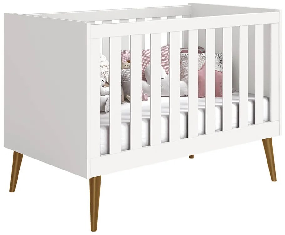 Berço Mini Cama Noah com Pés Retrô Mel - Branco