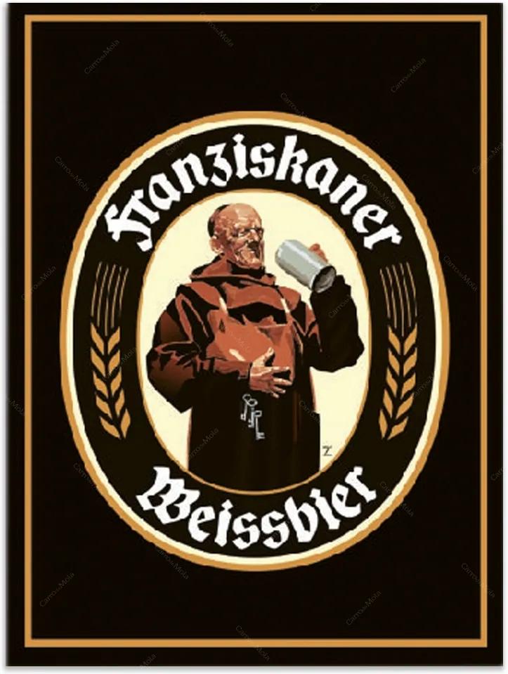 Placa Decorativa Franziskaner Logo Preto Grande em Metal - 40x30 cm