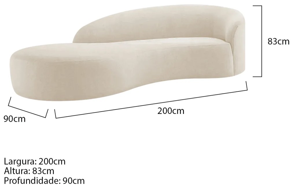 Divã Recamier Orgânico França 200cm Lado Esquerdo Bouclé - ADJ Decor