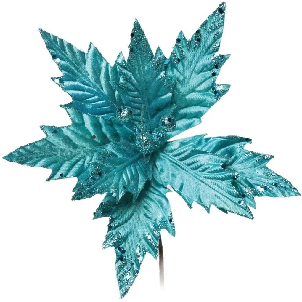 Flor artificial decoração natal com glitter 1 Unidade verde