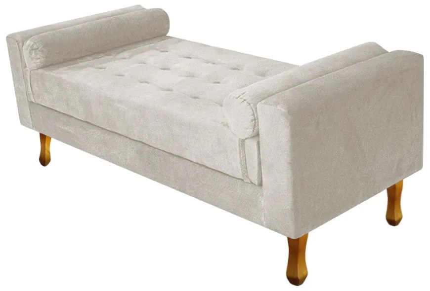 Recamier Baú Félix Solteiro 100cm Suede Bege - ADJ Decor