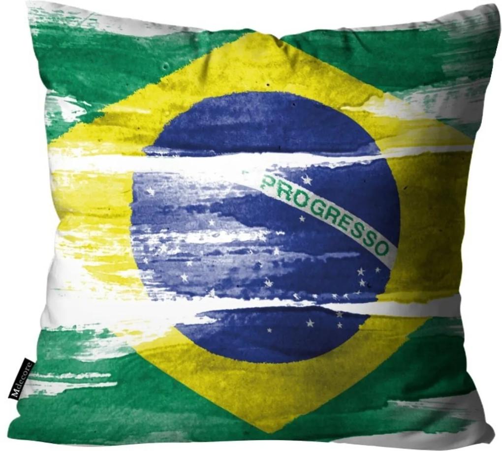 Capa para Almofada Mdecore Bandeira do Brasil Colorida 45x45cm