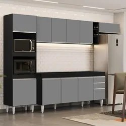 Armário de Cozinha Modulada 5 Peças CP16 Balcão Preto/Cinza - Lumil