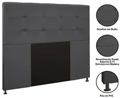 Cabeceira Cama Box Casal King 193cm Safira Suede I02 Cinza - Mpozenato